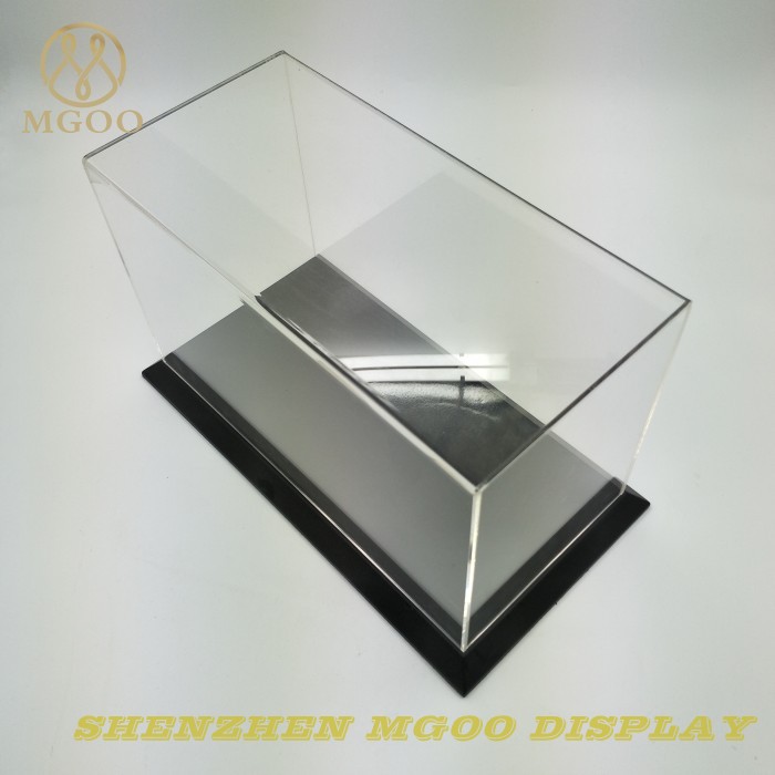 Tabletop Clear Acrylic Display Case with Black Finish Wood Base